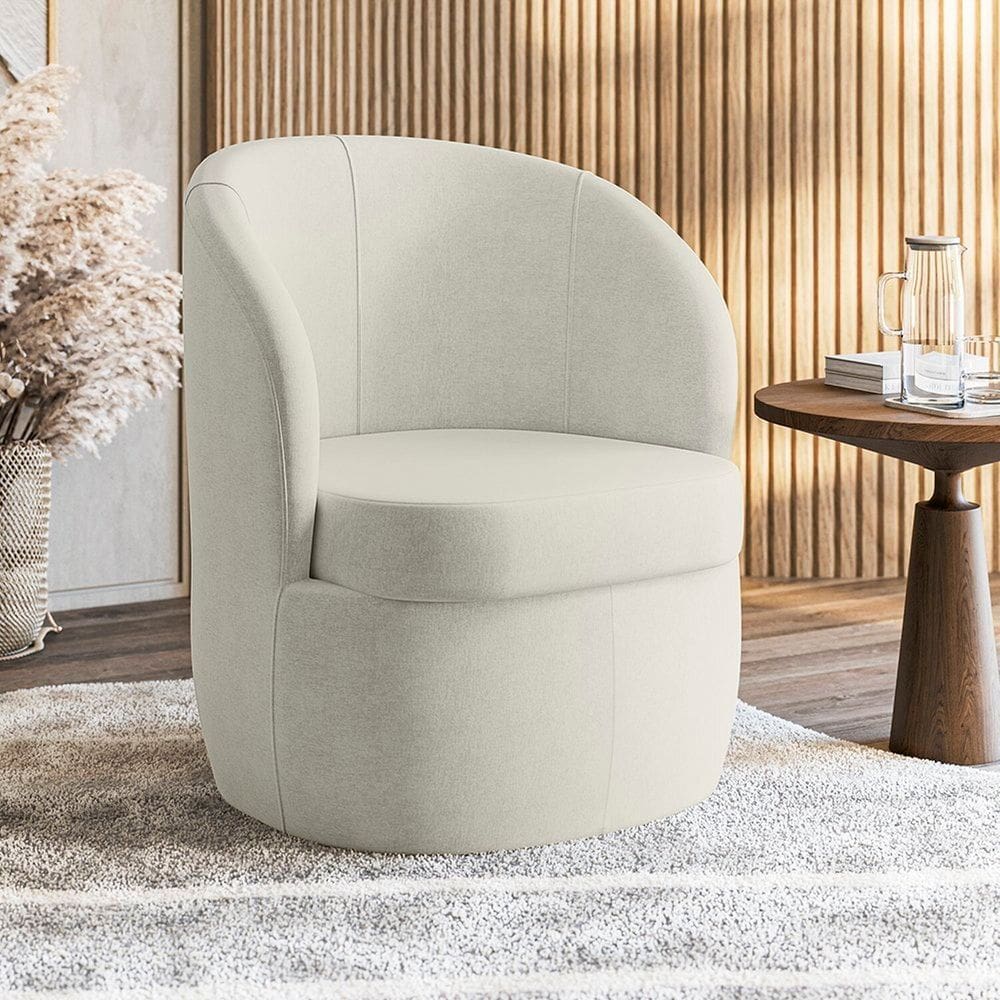 Poltrona Decorativa Estofada e Orgânica com Base Giratória Alajuela Espresso Móveis Bege Claro