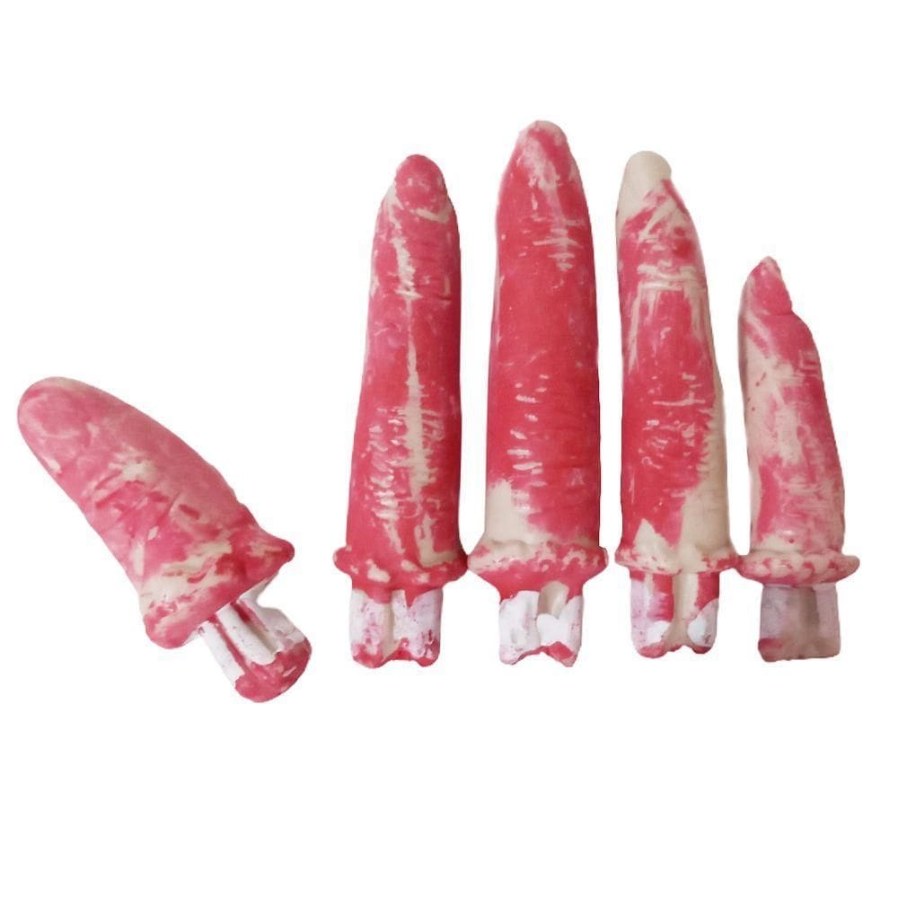 Enfeite Halloween Dedos Com Sangue - 5 Unidades