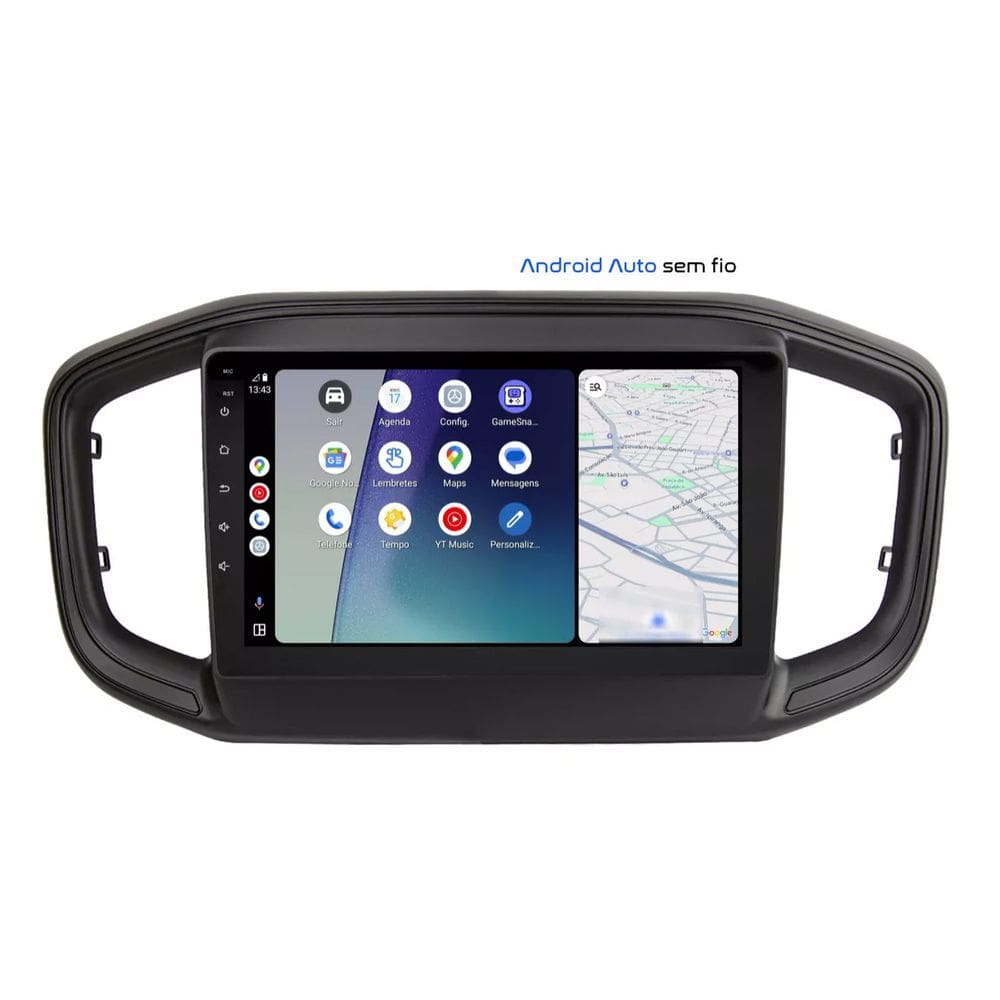 Central Multimídia Nova Strada 2021 2022 Svart Tela de 9\" 2GB de RAM Android Auto e Carplay + Câmera de ré