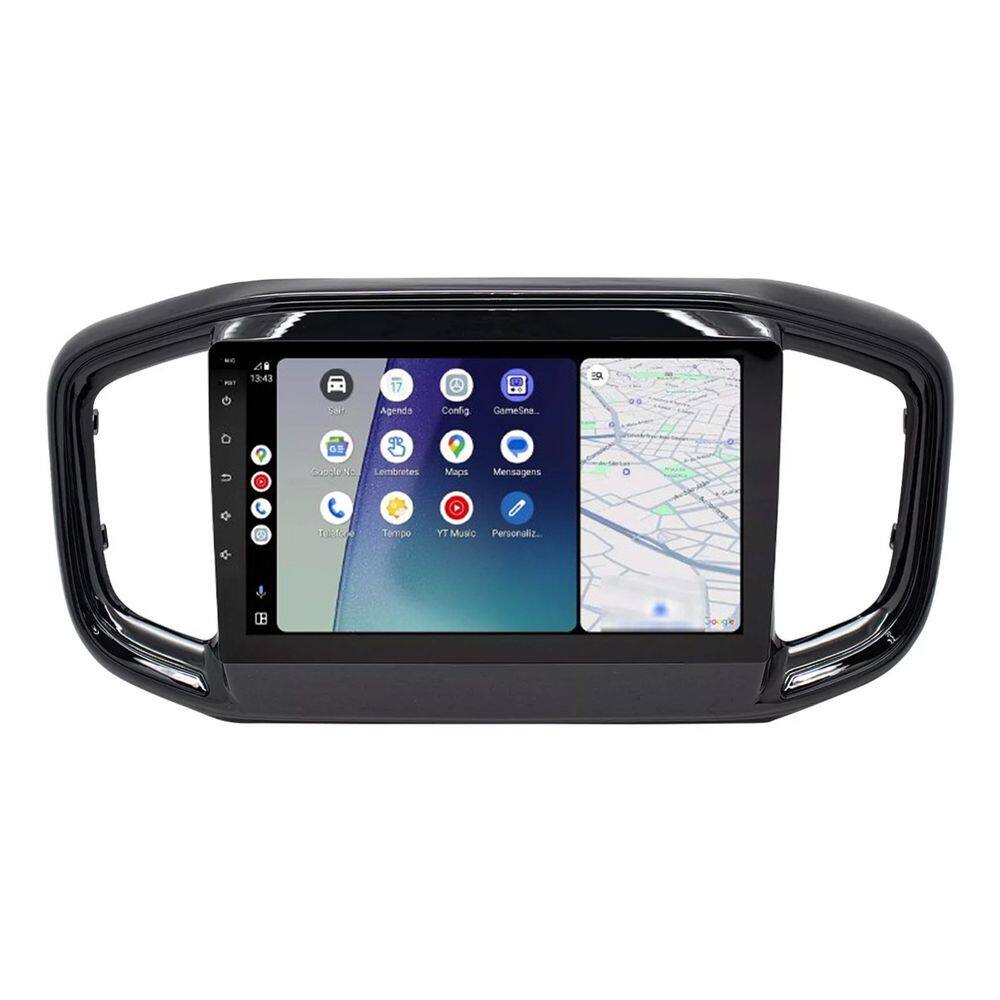 Central Multimídia Nova Strada 2021 2022 Svart Tela de 9\" 2GB de RAM Android Auto e Carplay + Câmera de ré
