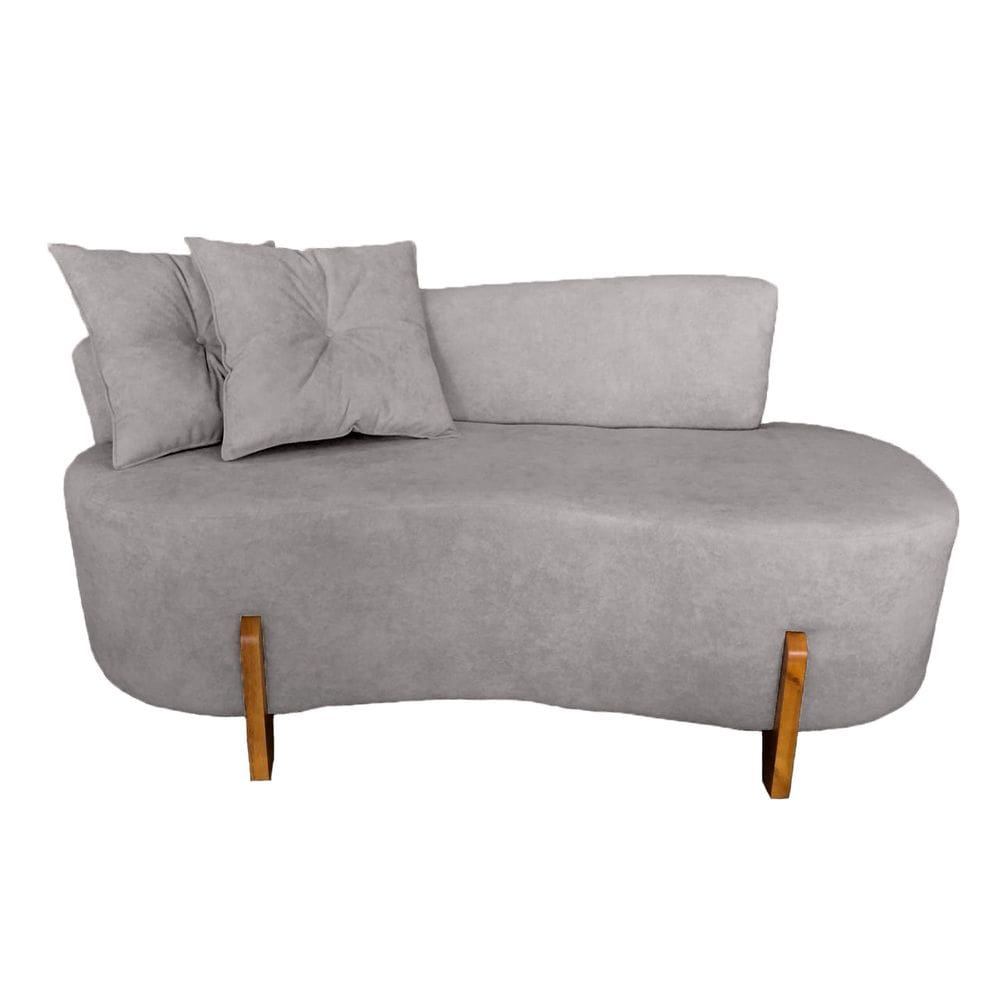 Sofá Orgânico 2 Lugares C/2 Almofadas Curvo Sala Recepção Boucle Cinza - Montanaris Decor