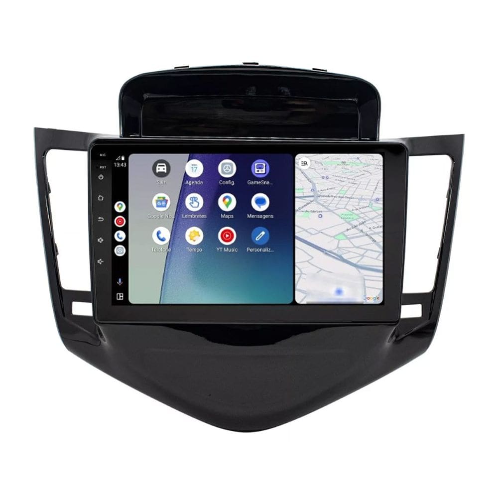Central Multimídia Cruze LT LTZ 2011 2012 2013 2014 2015 2016 Svart Tela de 9\" 2GB de RAM Android Auto e Carplay + Câmera de ré