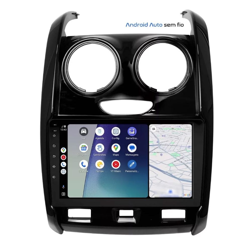 Central Multimídia Duster 2015 2016 2017 2018 2019 Svart Tela de 9" 2GB de RAM Android Auto e Carplay + Câmera de ré