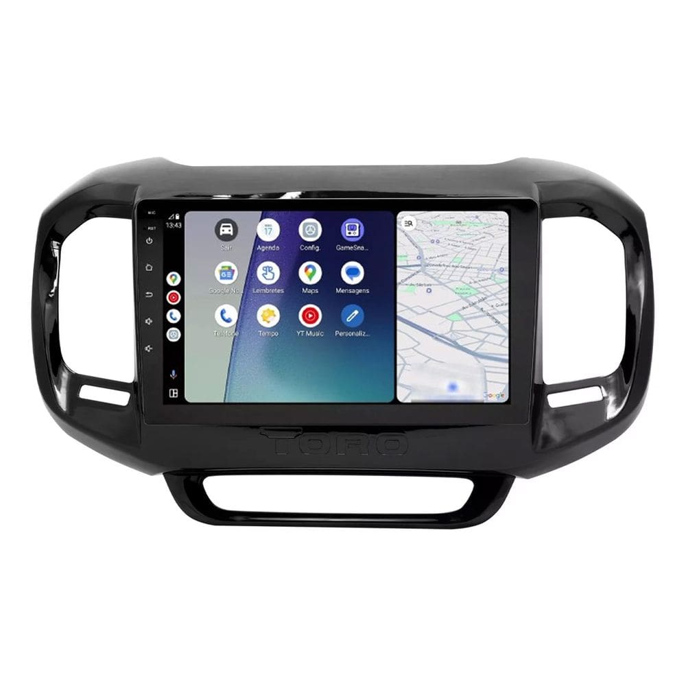 Central Multimídia Fiat Toro 2015 2016 2017 2018 2019 Black Piano Svart Tela de 9" 2GB de RAM Android Auto e Carplay + Câmera de ré