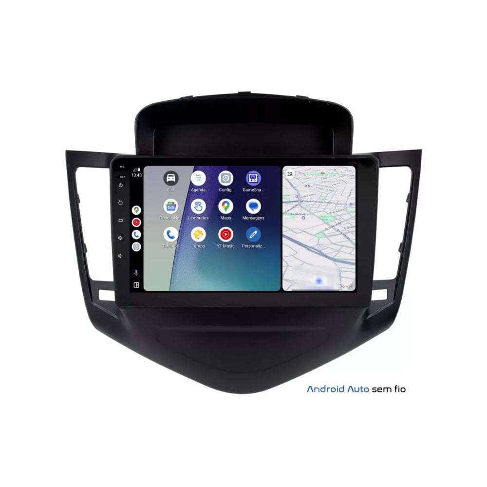 Central Multimídia Cruze LT LTZ 2011 2012 2013 2014 2015 2016 Svart Tela de 9\" 2GB de RAM Android Auto e Carplay + Câmera de ré