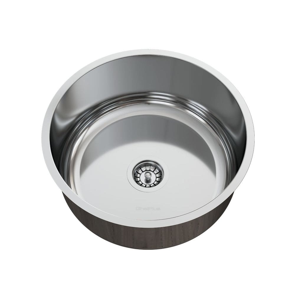 Cuba para Pia de Cozinha em Aço Inox Redonda 37x37x15cm Alto Brilho com Válvula GhelPlus Inox