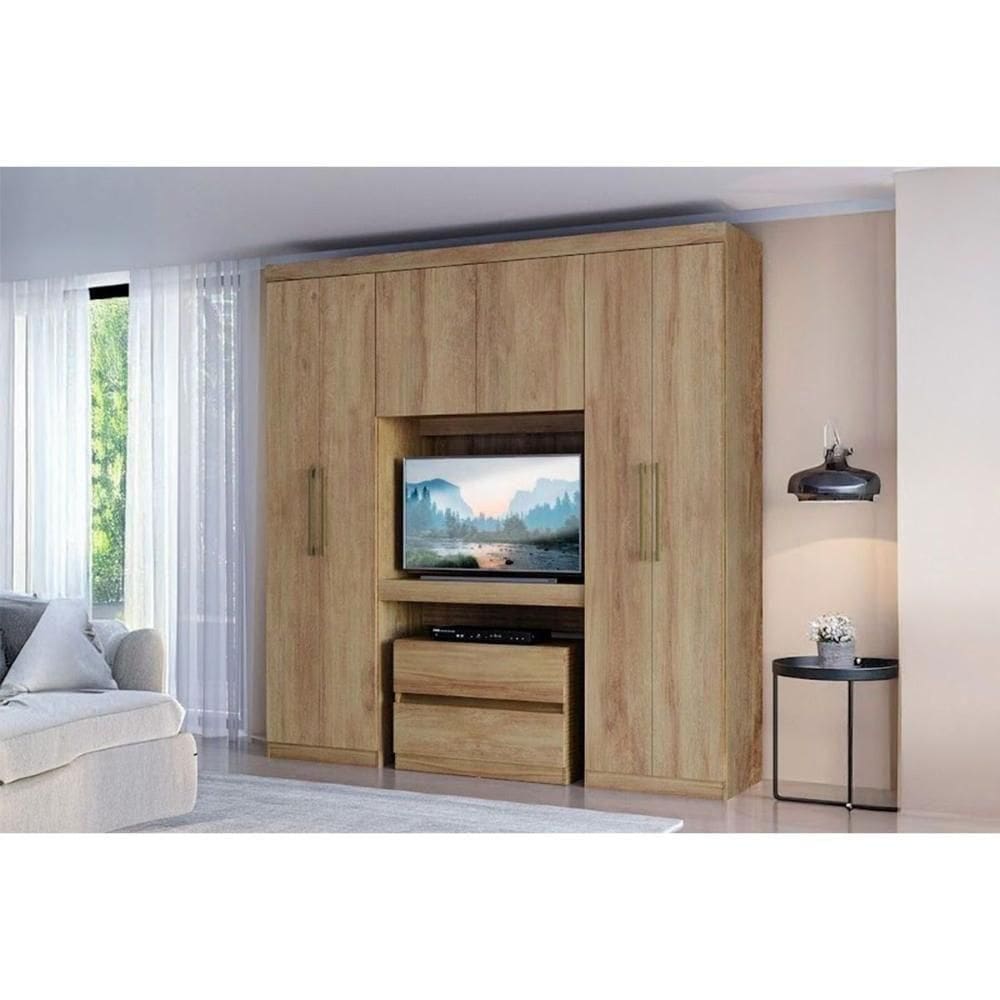 Guarda Roupa Casal 6 Portas E 2 Gavetas Porto 837 Noce - Carraro