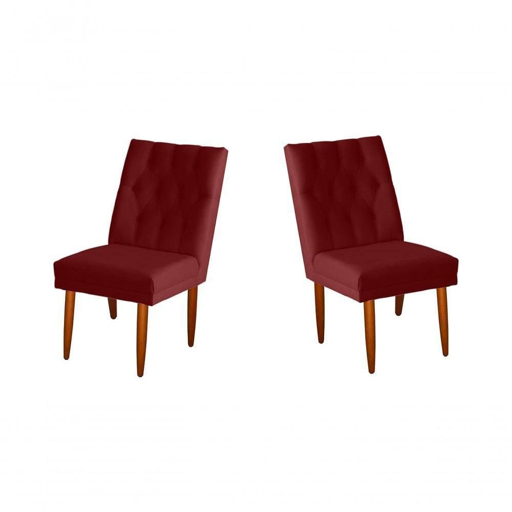 Jogo 02 Cadeiras De Jantar Estofada Cozinha Paris Suede Vermelho Eli Móveis