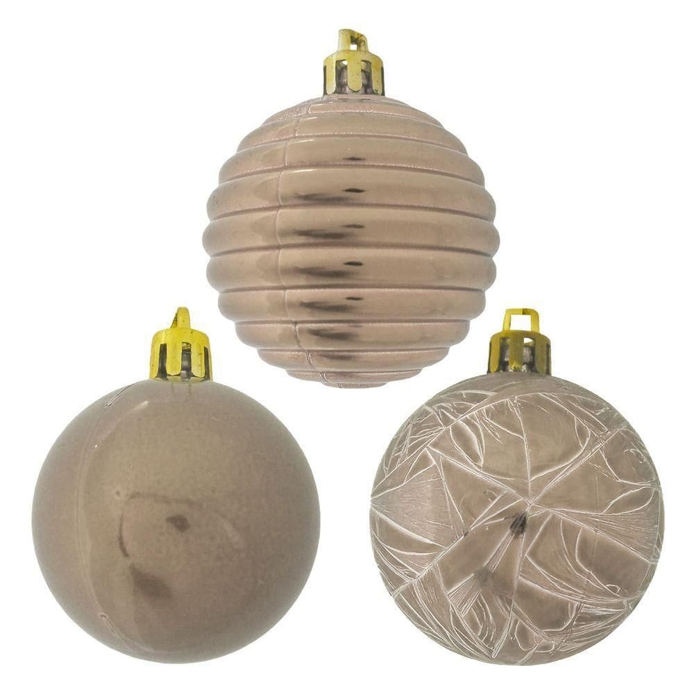 Bola De Natal Rose Gold Kit Misto 5cm - 20 Unidades