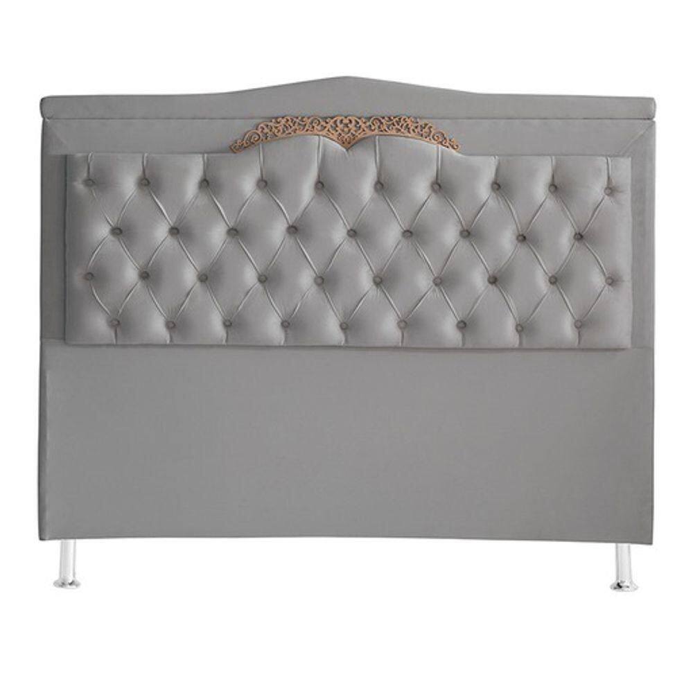 Cabeceira De Cama Box Madri Casal 140 Cm Suede Prata Eli Móveis E Decoração