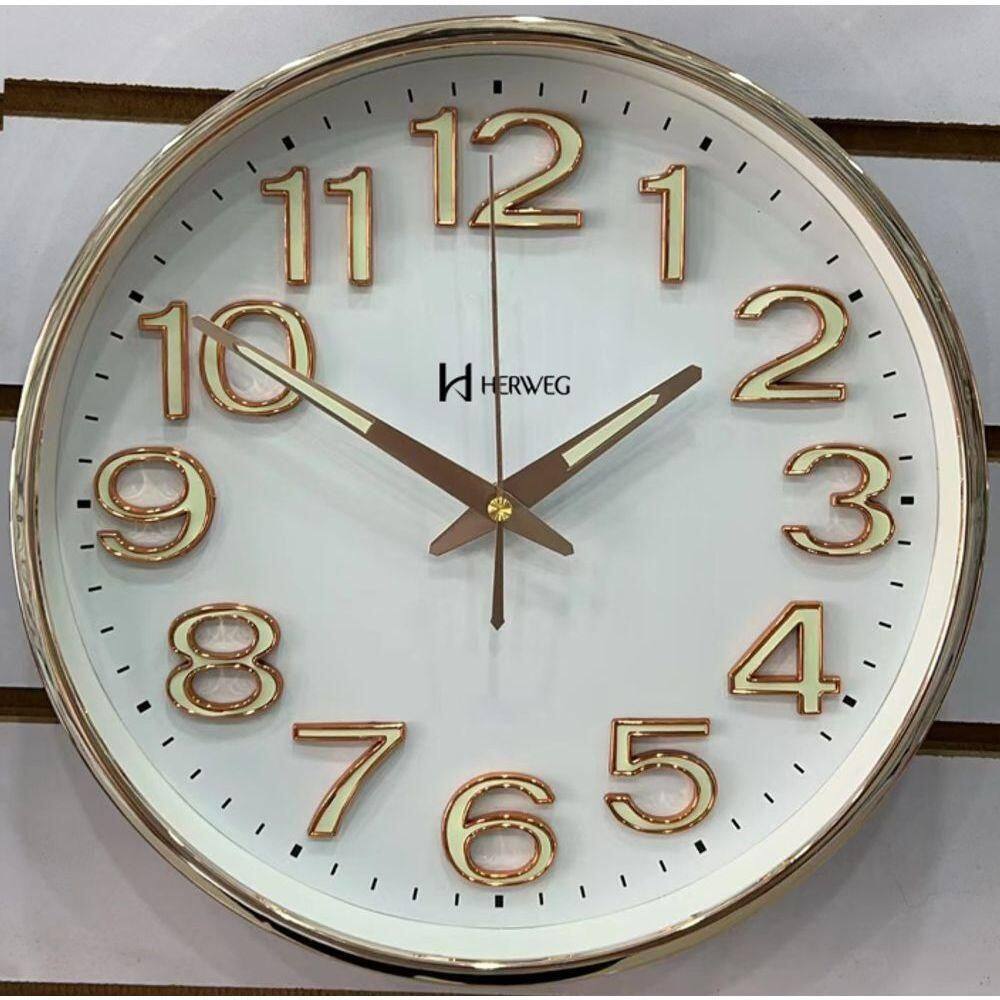 Relógio Parede Herweg Silencioso Ponteiros Luminosos 4609 Branco - Branco
