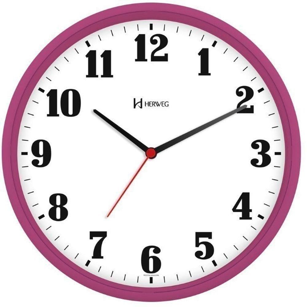 Relógio De Parede Redondo 26 Cm 6126 Herweg Rosa