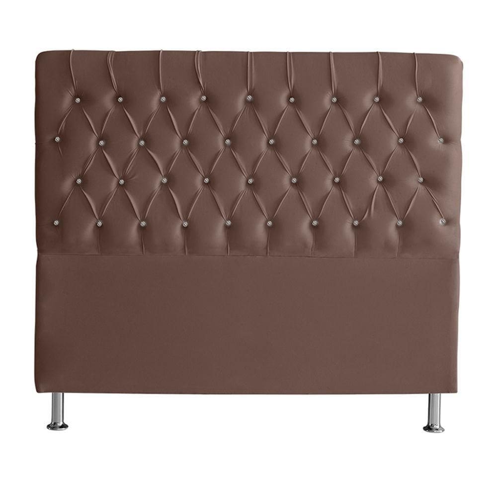 Cabeceira De Cama Box Bella Casal 140 Cm Suede Botão Cristal Rosê Eli Móveis E Decoração
