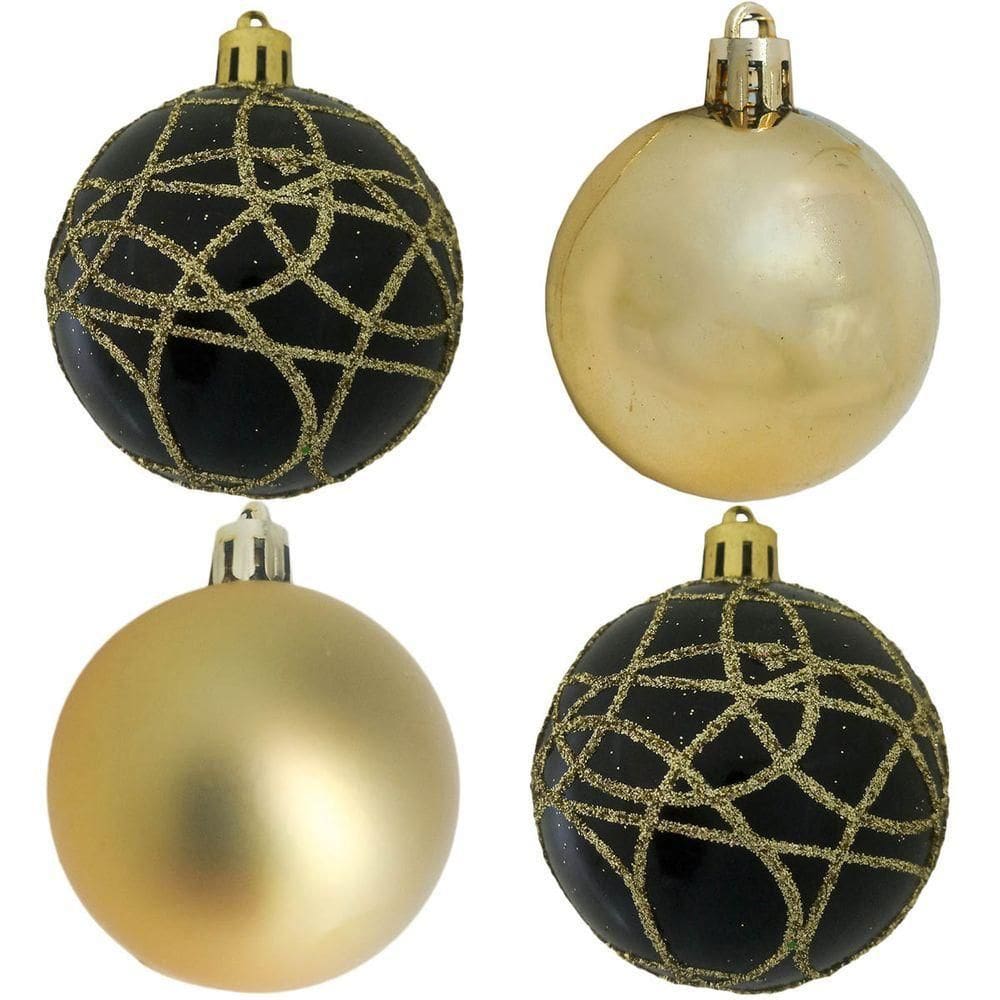 Bola De Natal Dourada Mista 6cm - 9 Unidades