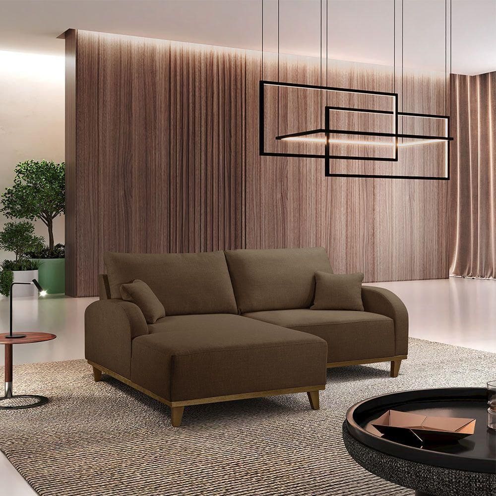 Sofá Albano Veludo 185 Chaise Lado Esquerdo Meu Sofá Online B016 Veludo Marrom