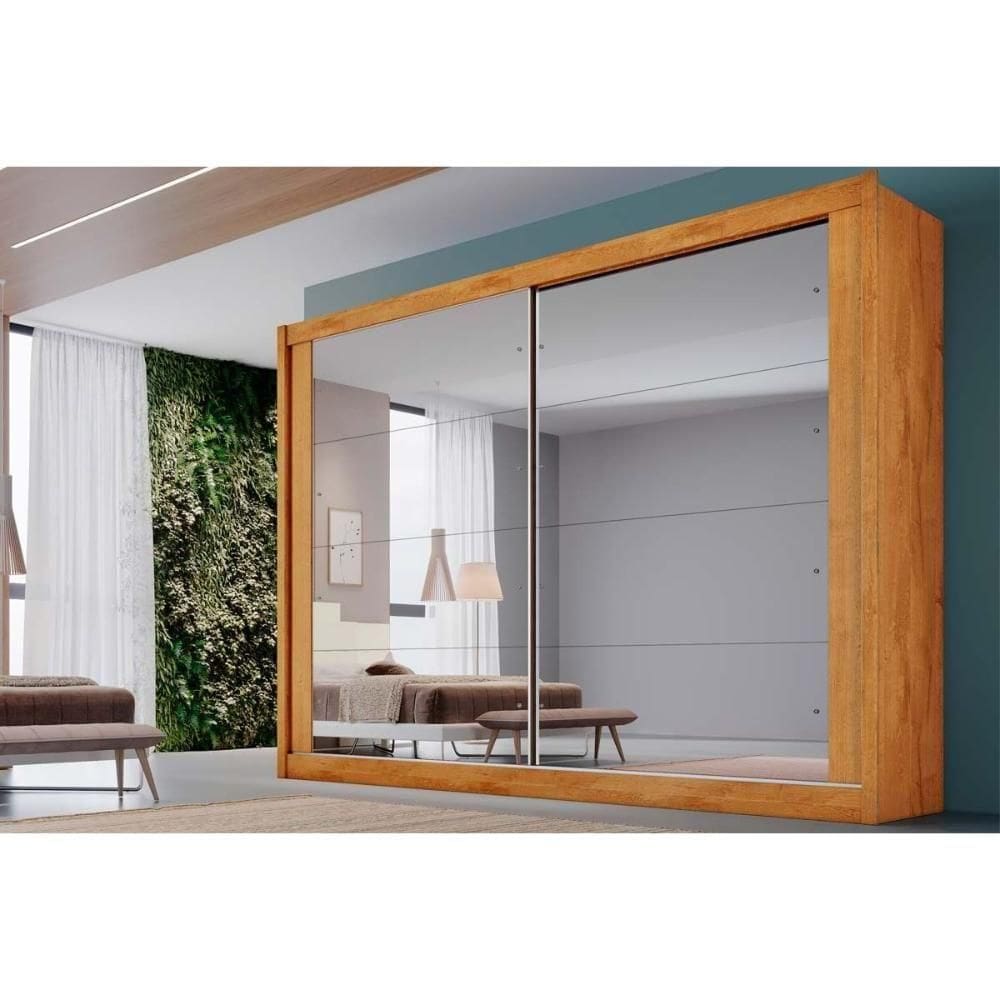 Guarda Roupa Casal 2 Portas Com Espelho E 4 Gavetas Creta Flex Peroba/peroba Ou Off White - Europa