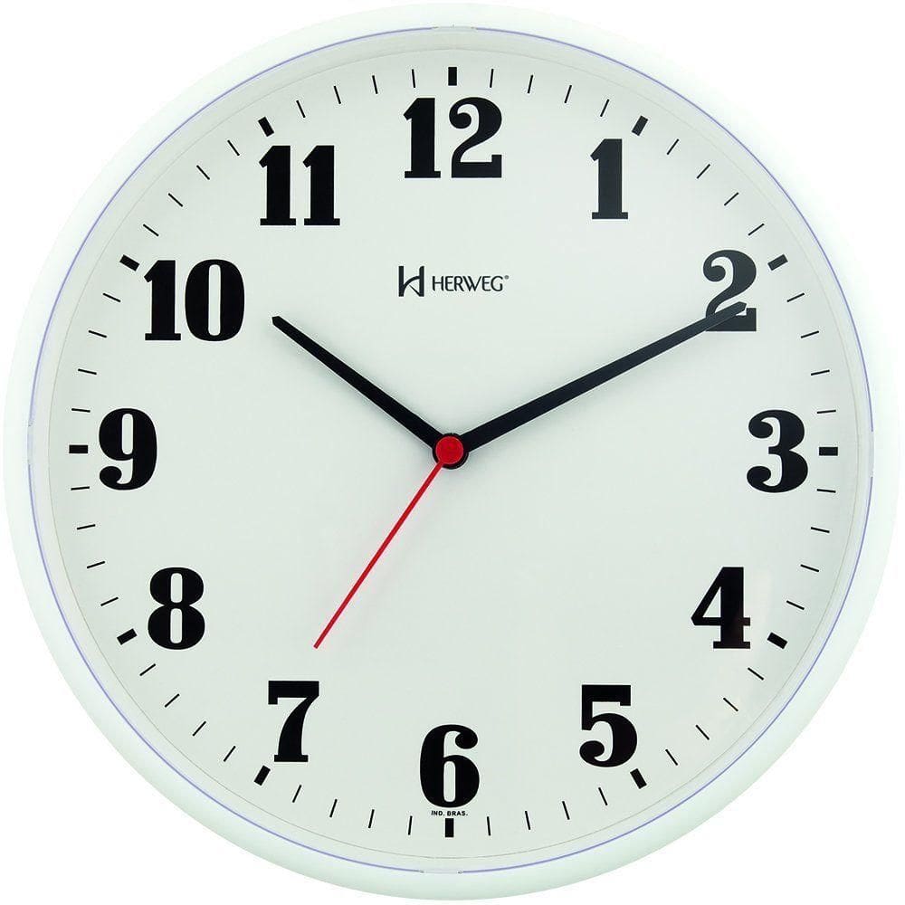 Relógio De Parede Redondo 26 Cm 6126 Herweg Branco