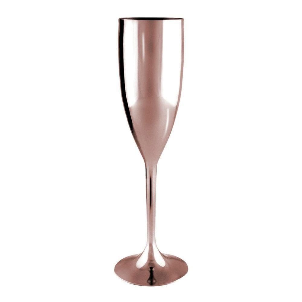 Taça De Champanhe Acrílico Metalizada Rose Gold 180ml