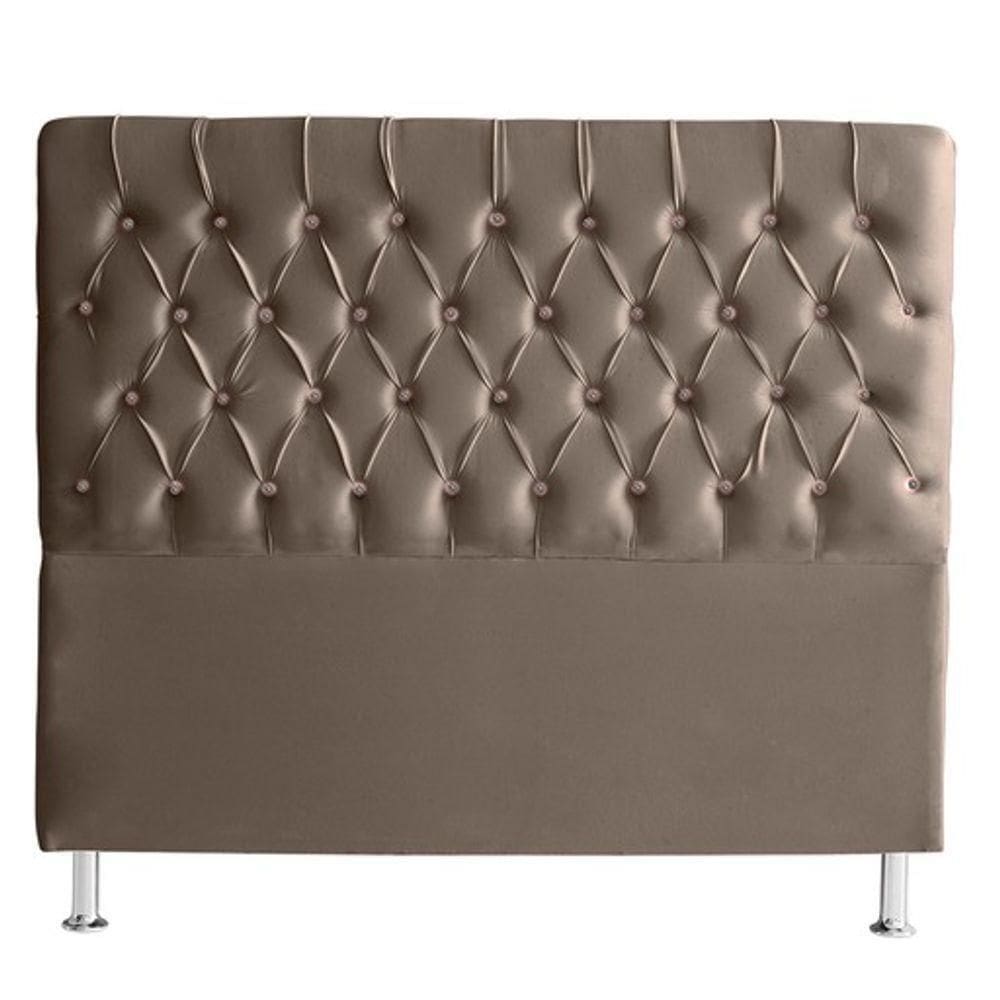 Cabeceira De Cama Box Bella Casal 140 Cm Suede Botão Cristal Capuccino Eli Móveis E Decoração