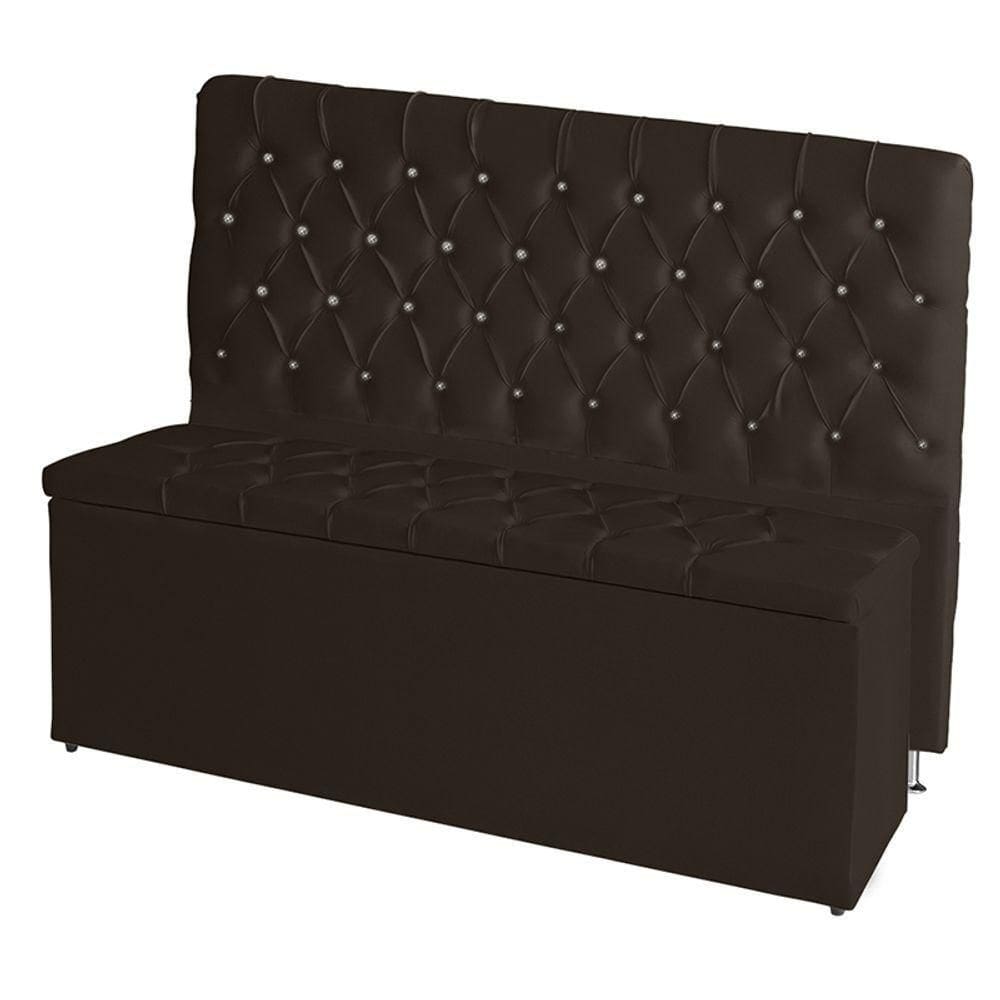 Kit De Quarto Cabeceira De Cama Box E Calçadeira Baú Bella King 195 Cm Suede Botão Strass Marrom Eli Móveis E Decoração