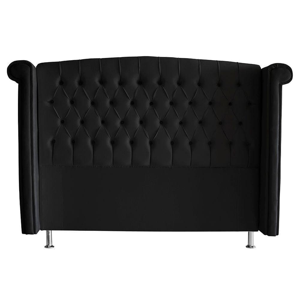 Cabeceira De Cama Box Toquio Casal 140 Cm Suede Preto Eli Móveis E Decoração