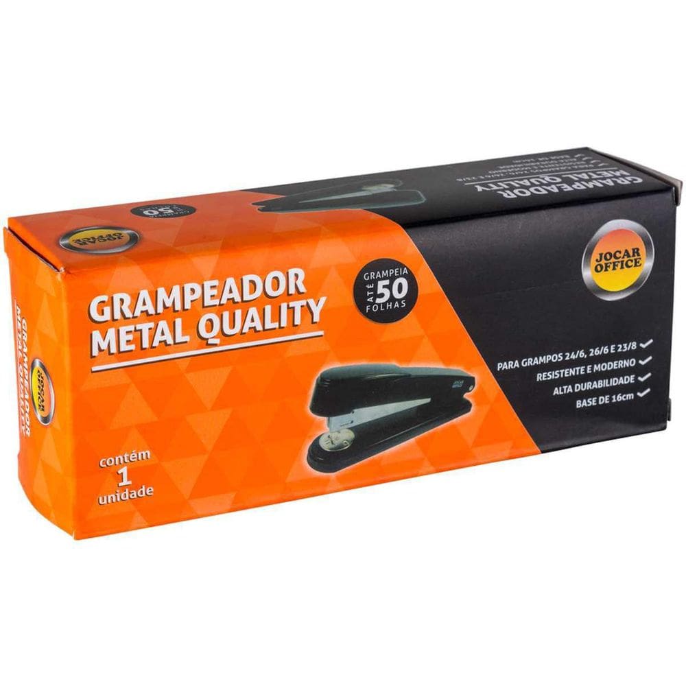 Grampeador Metal Jocar Preto Para 50Fls. 16Cm