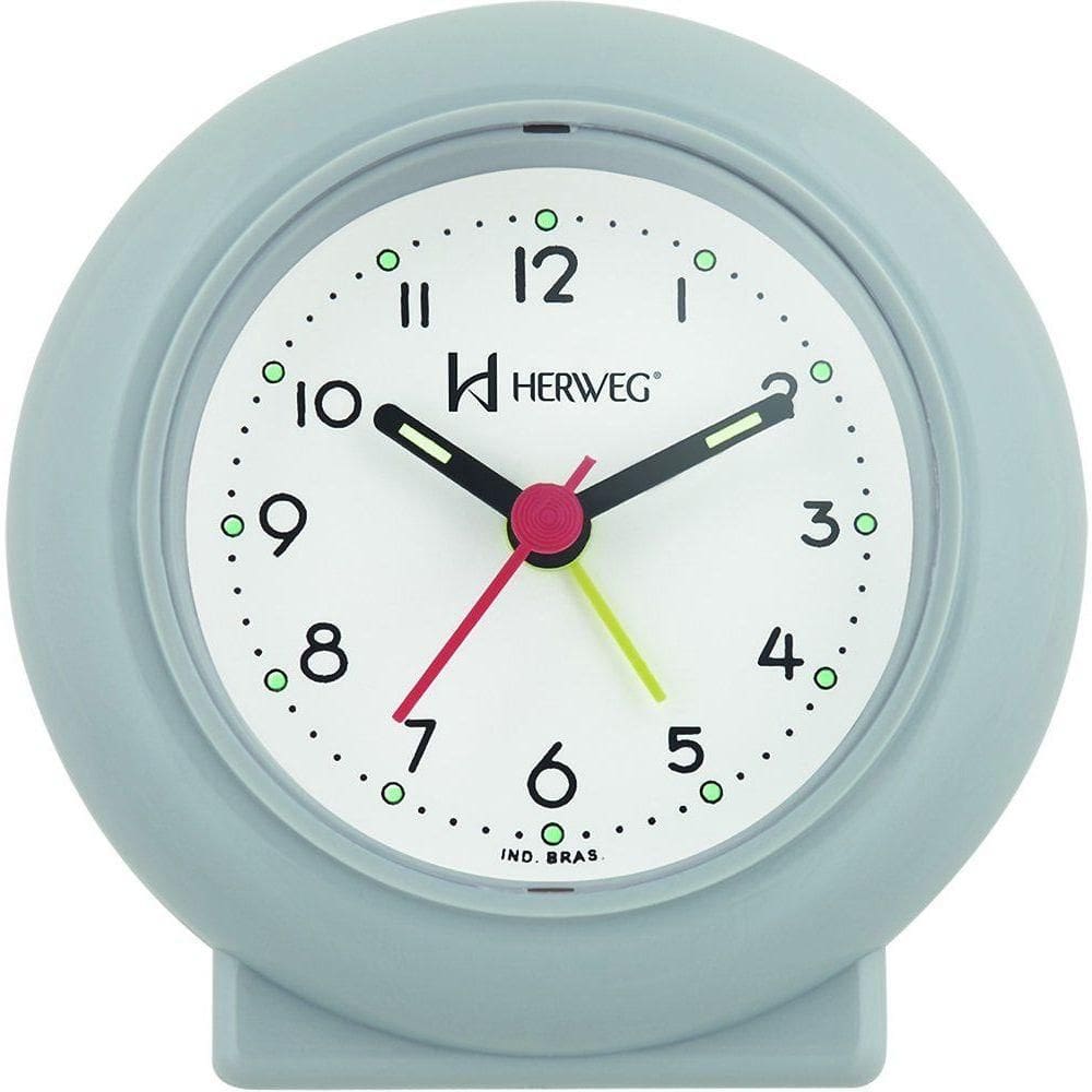 Despertador Analógico Redondo Tradicional Quartz Cinza - Cinza