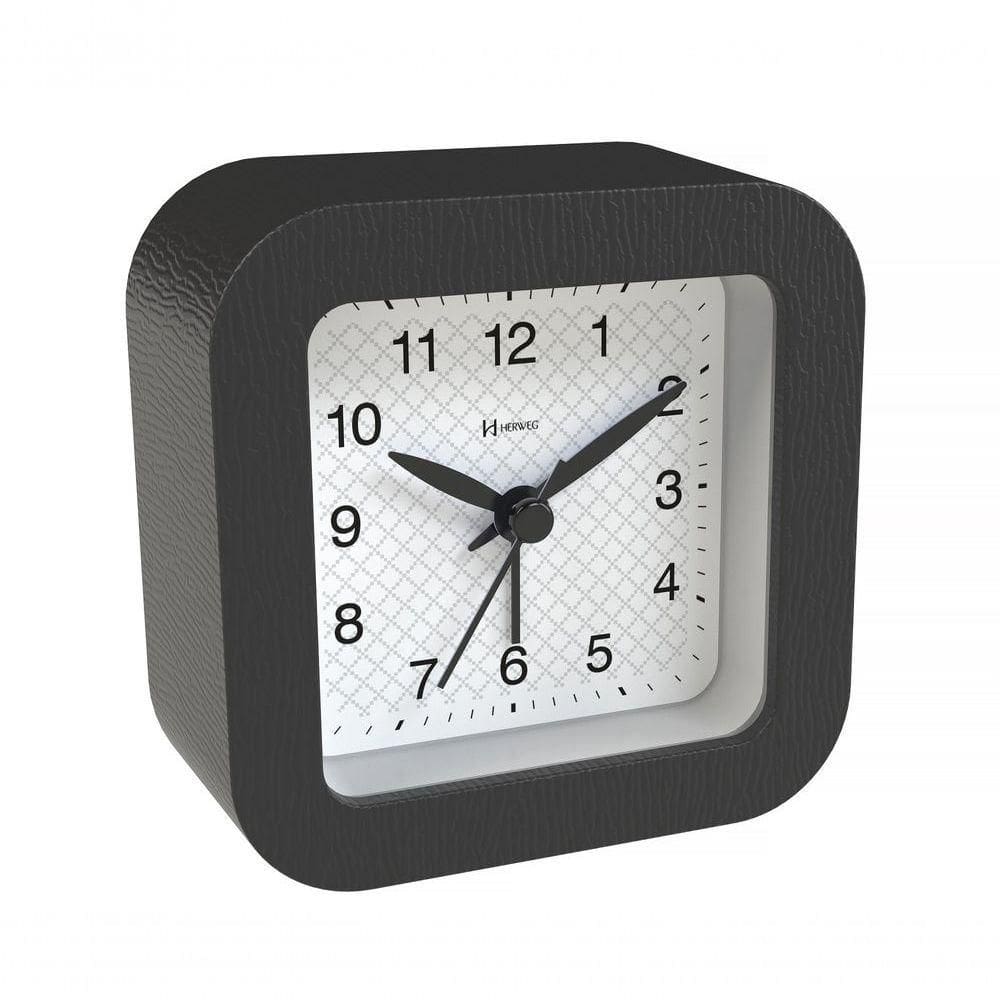 Relógio Despertador Quartz Silencioso De Mesa Com Luz Preto - Preto