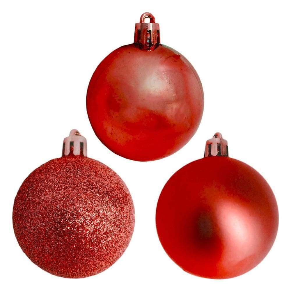 Bola De Natal Vermelha Mista 5cm - 12 Unidades
