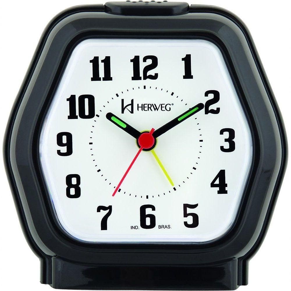 Relógio Despertador Quartz Cabeceira Alarme Luz Preto - Preto