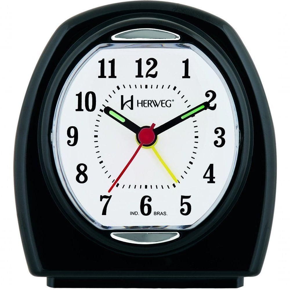 Relógio Despertador Quartz Pilha Pequeno Preto - Preto