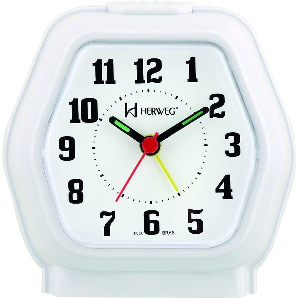 Relógio Despertador Quartz Cabeceira Alarme Luz Branco - Branco
