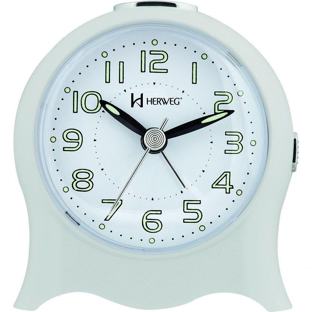 Relógio Despertador Quartz Silencioso Pilha Luz Branco - Branco