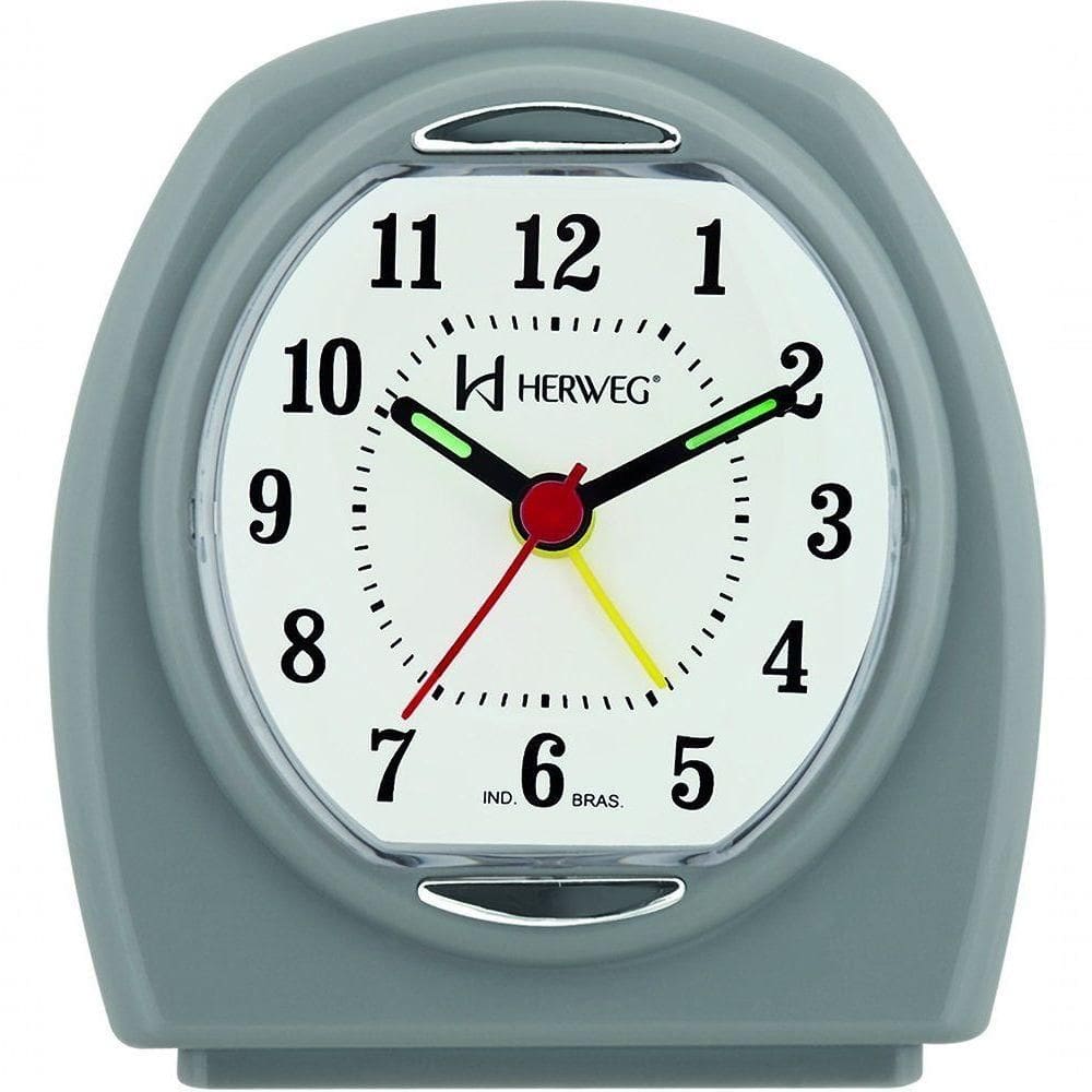 Relógio Despertador Quartz Pilha Pequeno Cinza - Cinza