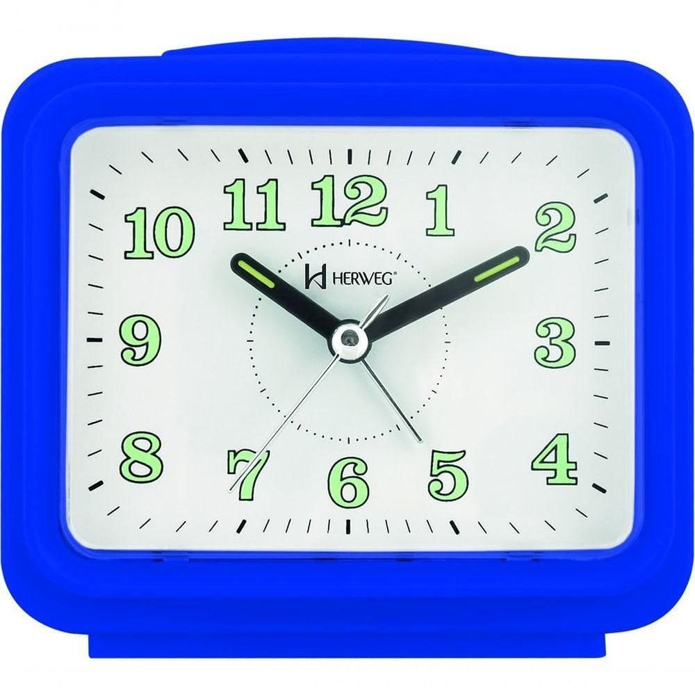 Relógio Despertador Branco Dois Alarme Super Alto Pilha Azul - Azul