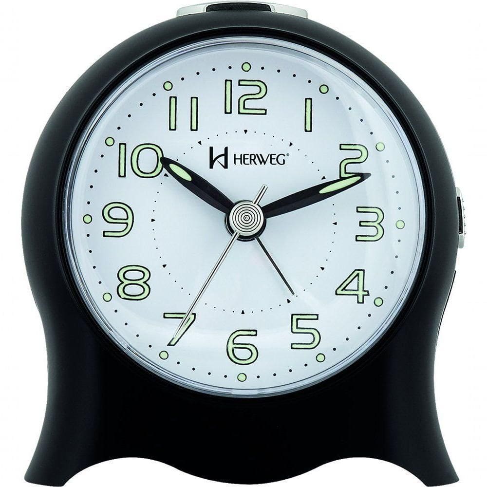 Relógio Despertador Quartz Silencioso Pilha Luz Preto - Preto
