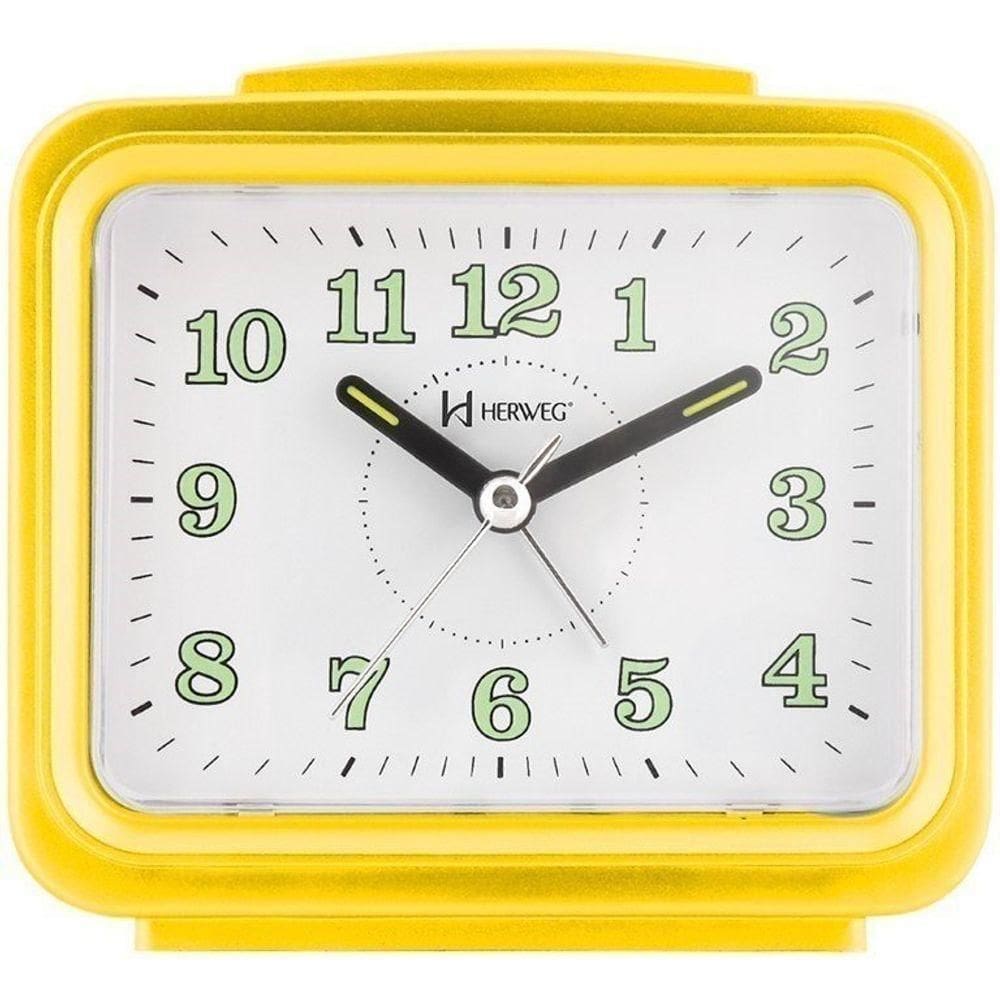 Relógio Despertador Branco Dois Alarme Super Alto Pilha Amarelo - Amarelo
