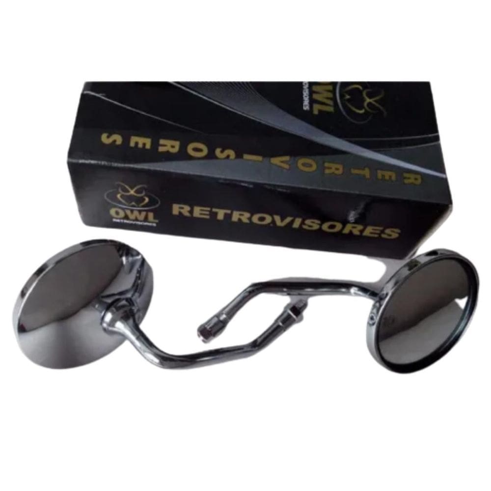 Espelho Retrovisor Owl Cromado Redondo Mini Par Rosca Honda