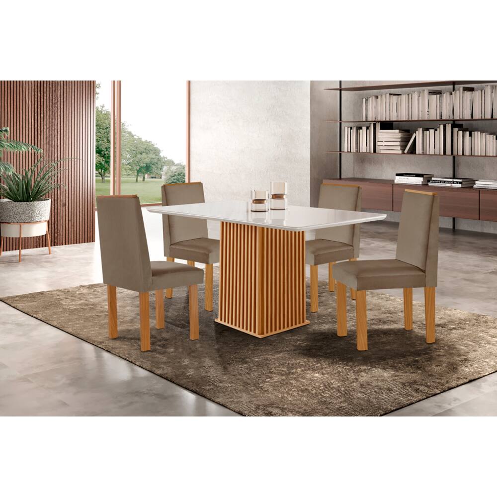 Mesa Riviera 120x90cm 4 Cadeiras Elisa LJ Móveis - Cinamomo