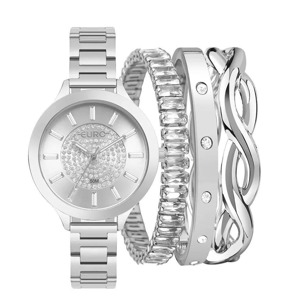 Kit Relógio Euro Feminino Soul Prata - Eu2035Yvu/K4K