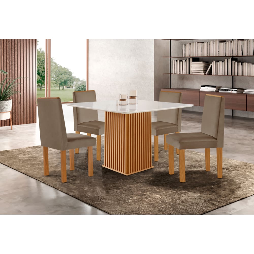 Mesa Riviera 90x90cm 4 Cadeiras Elisa LJ Móveis - Cinamomo