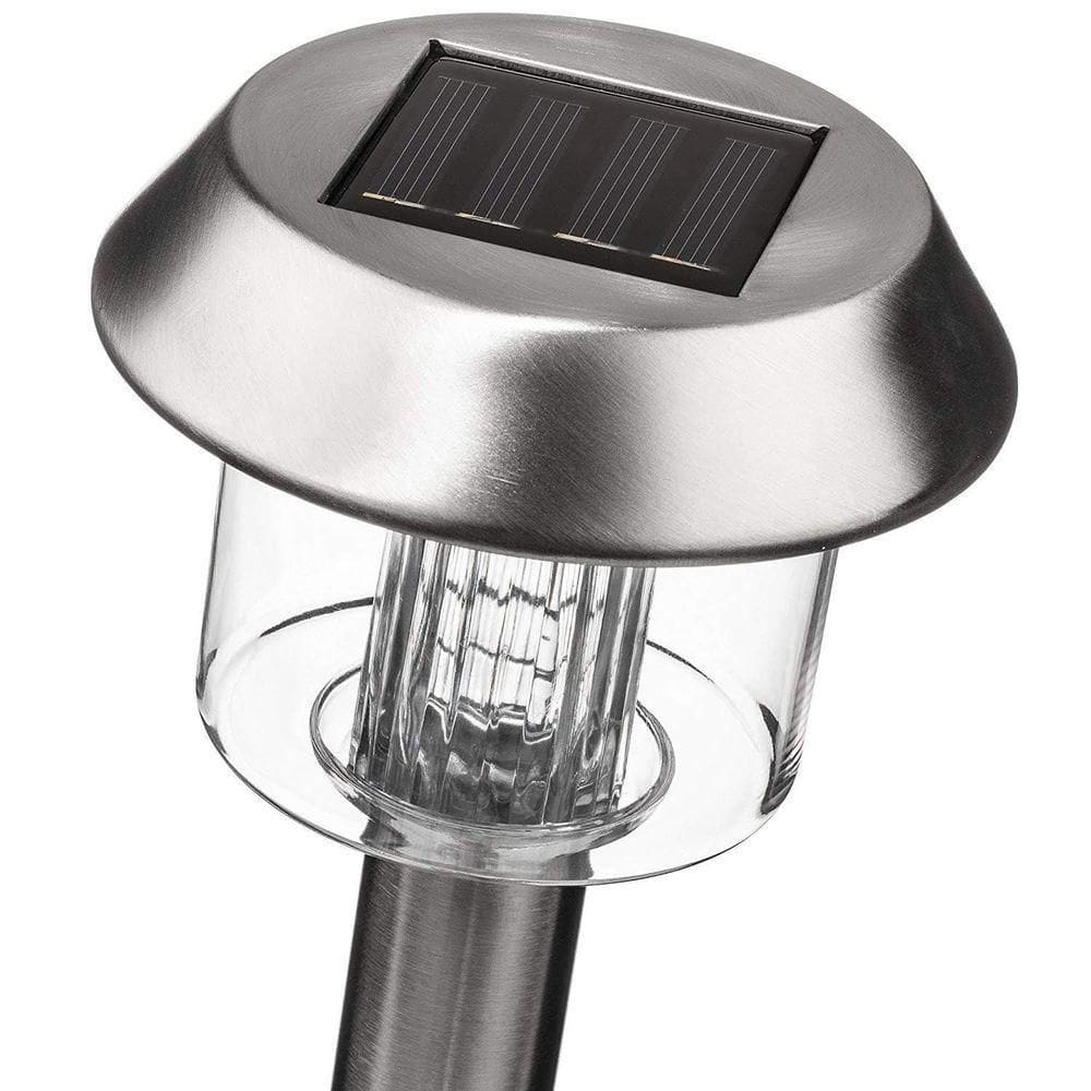 Luminária Solar Luz De Led Jardim Inox Acrílico