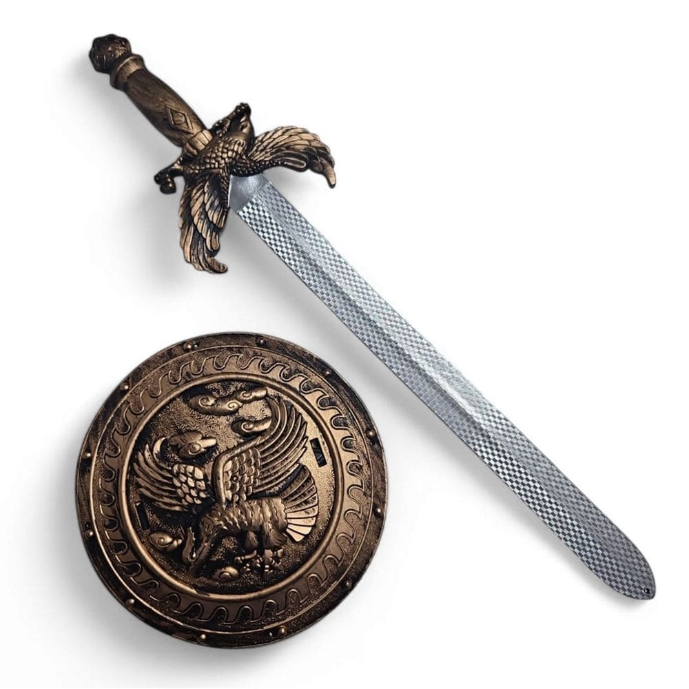 Kit Guerreiro Espada e Escudo Redondo Falcão Combate JR0944