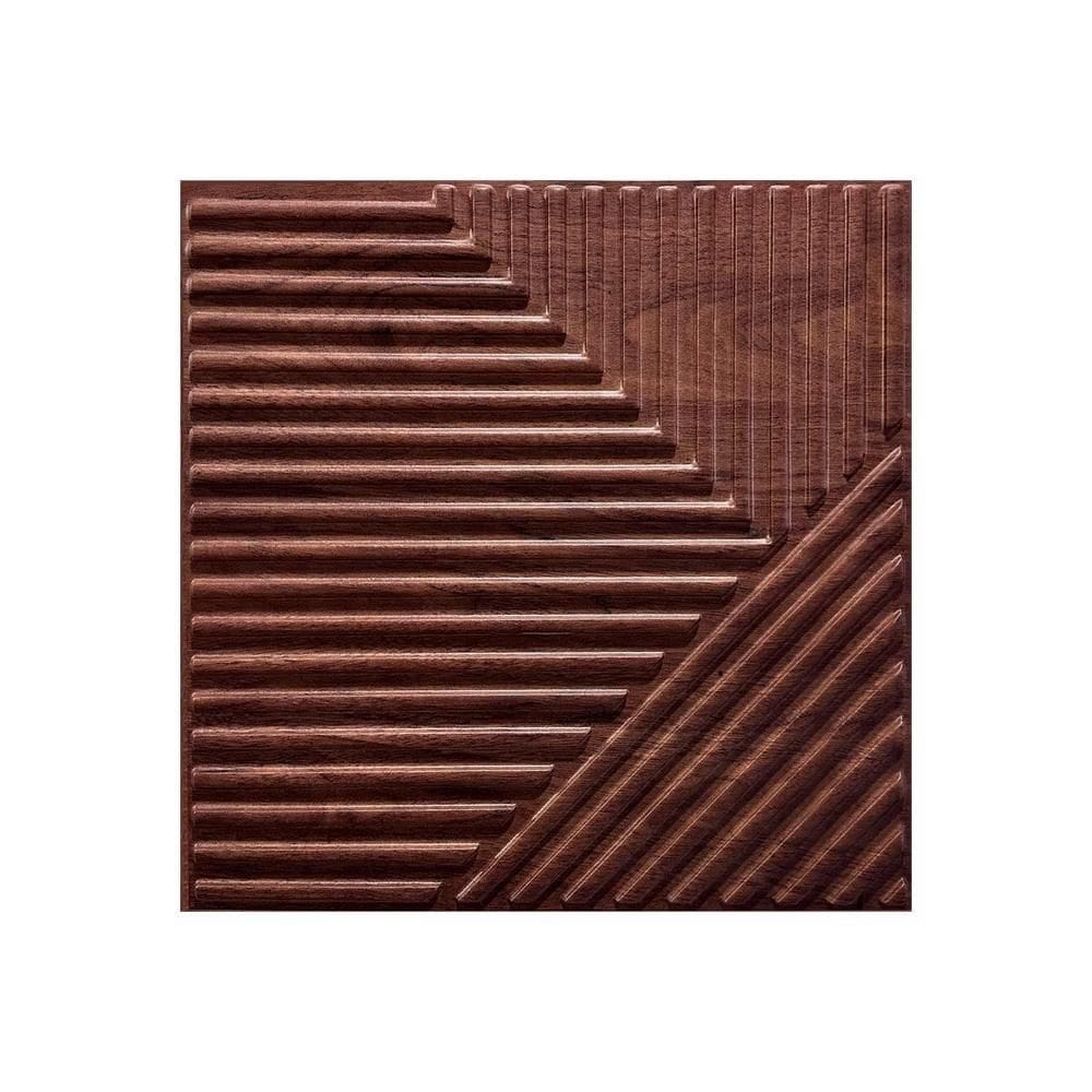 Kit 10 Placas 3D Efeito Madeira Ripado Abstrato - 50X50Cm