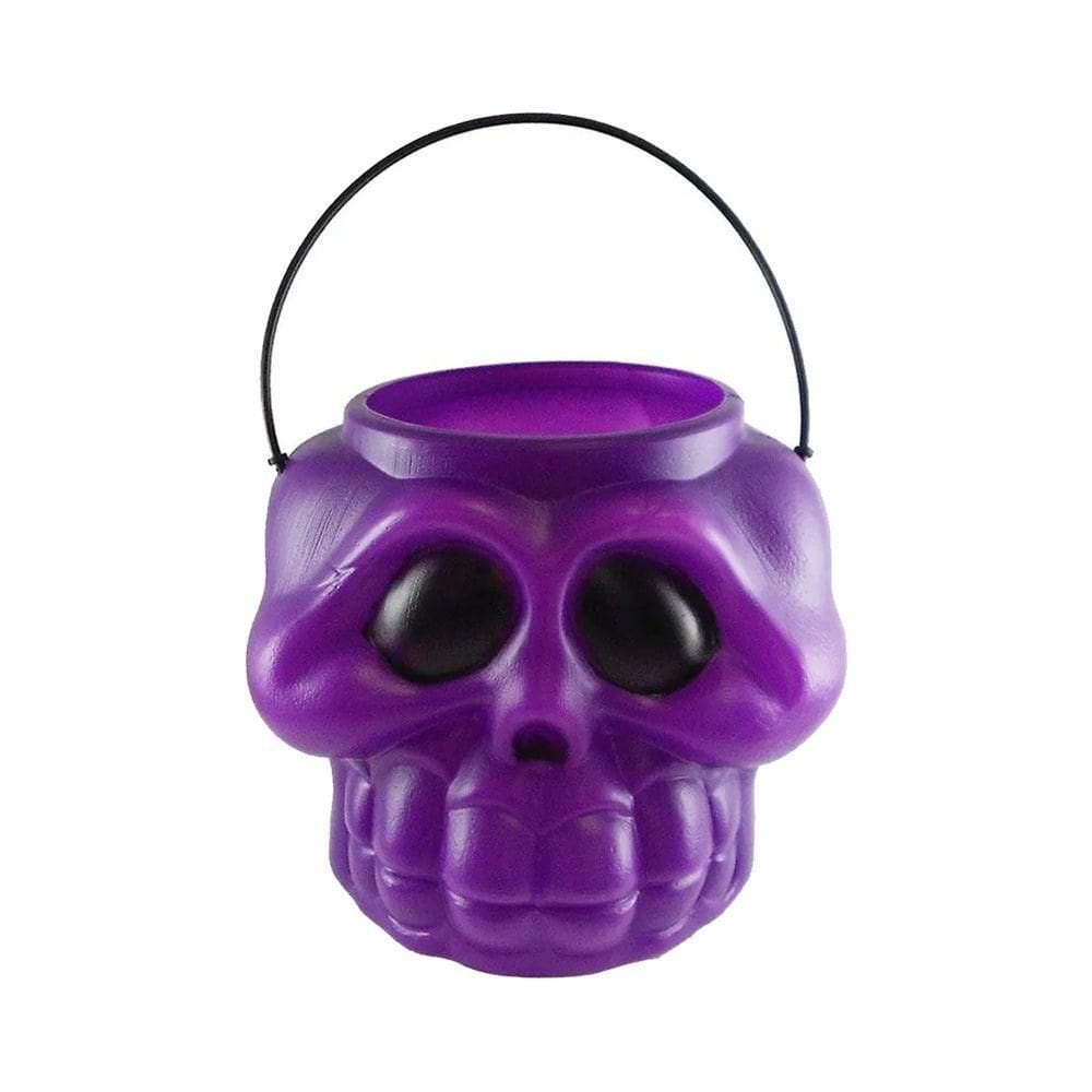 Mini Balde Cabeça De Esqueleto Roxo