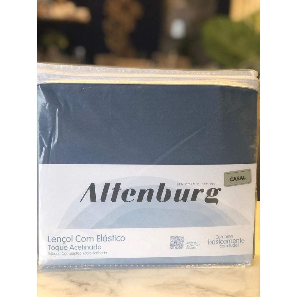 Lencol C/ Elastico Toque Acetinado - Azul Dimensao - Altenburg