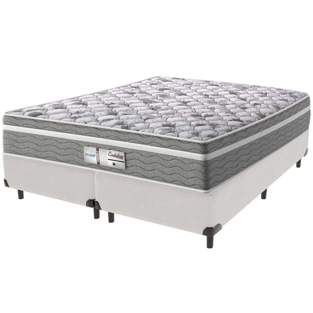 Cama Box Branco e Colchão Evolution Molas Ensacadas Queen Probel
