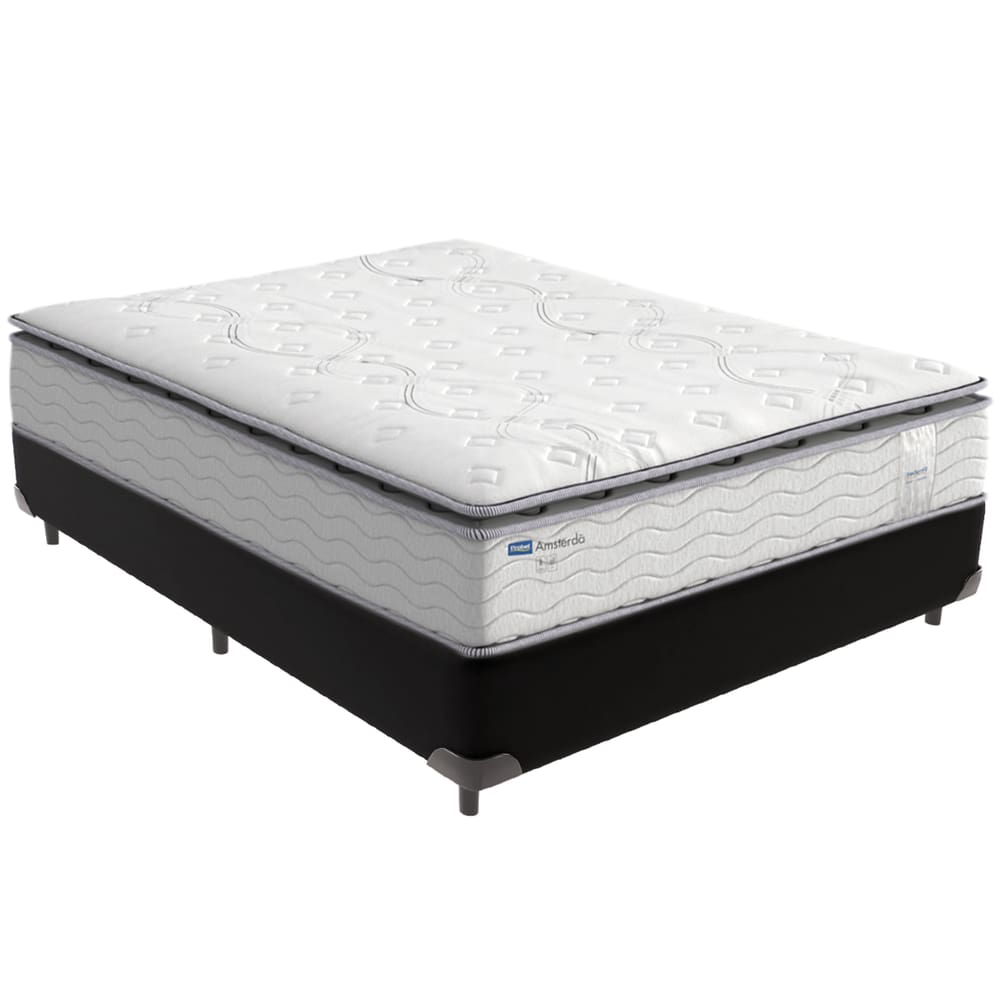 Cama Box Preto e Colchão Amsterdã Molas Ensacadas Casal Probel
