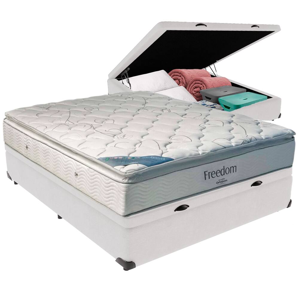 Cama Baú Colchão Casal Ortobom Freedom Espuma Viscoelástica