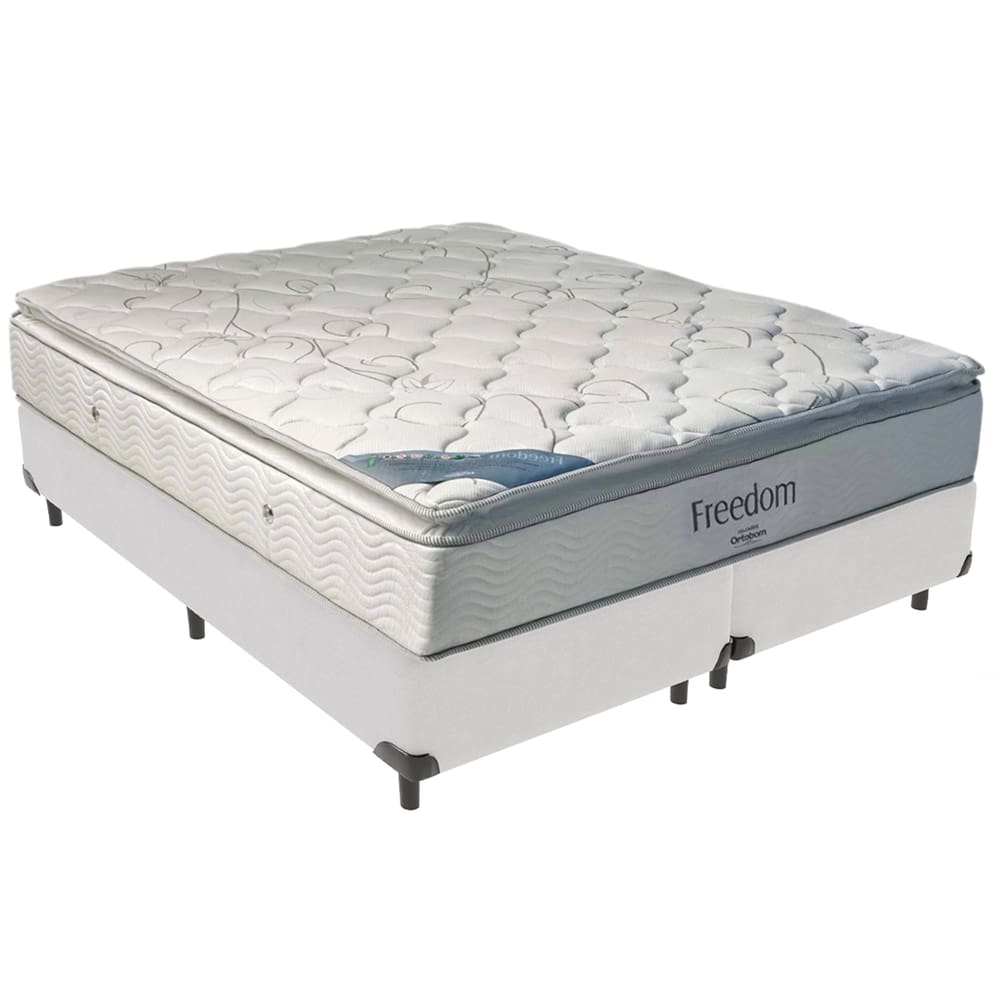 Cama Box Branco e Colchão Freedom Molas Ensacadas Queen Ortobom